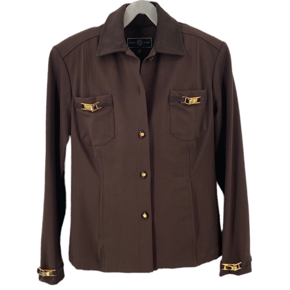 St. John jacket size small brown with two front hidden pockets
